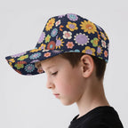 Groovy Flowers Kids Baseball Cap Kids Baseball Hat Printed Offshore Retro