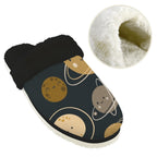 Planets Men's Fur Trim Thick-Sole Indoor Slippers Men's Fur Trimmed Slippers Printed Offshore Space
