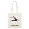 Cat Coffee Break - Parcel Canvas Tote Bag Default Title Small Tote Bag animal Coffee Printed In Australia