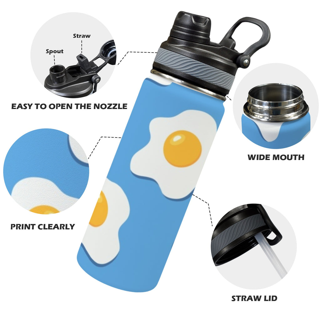 Fried Eggs - Insulated Water Bottle with Dual-Use Lid (18oz) Insulated Water Bottle with Dual-Use Lid (18oz) Food Printed Offshore