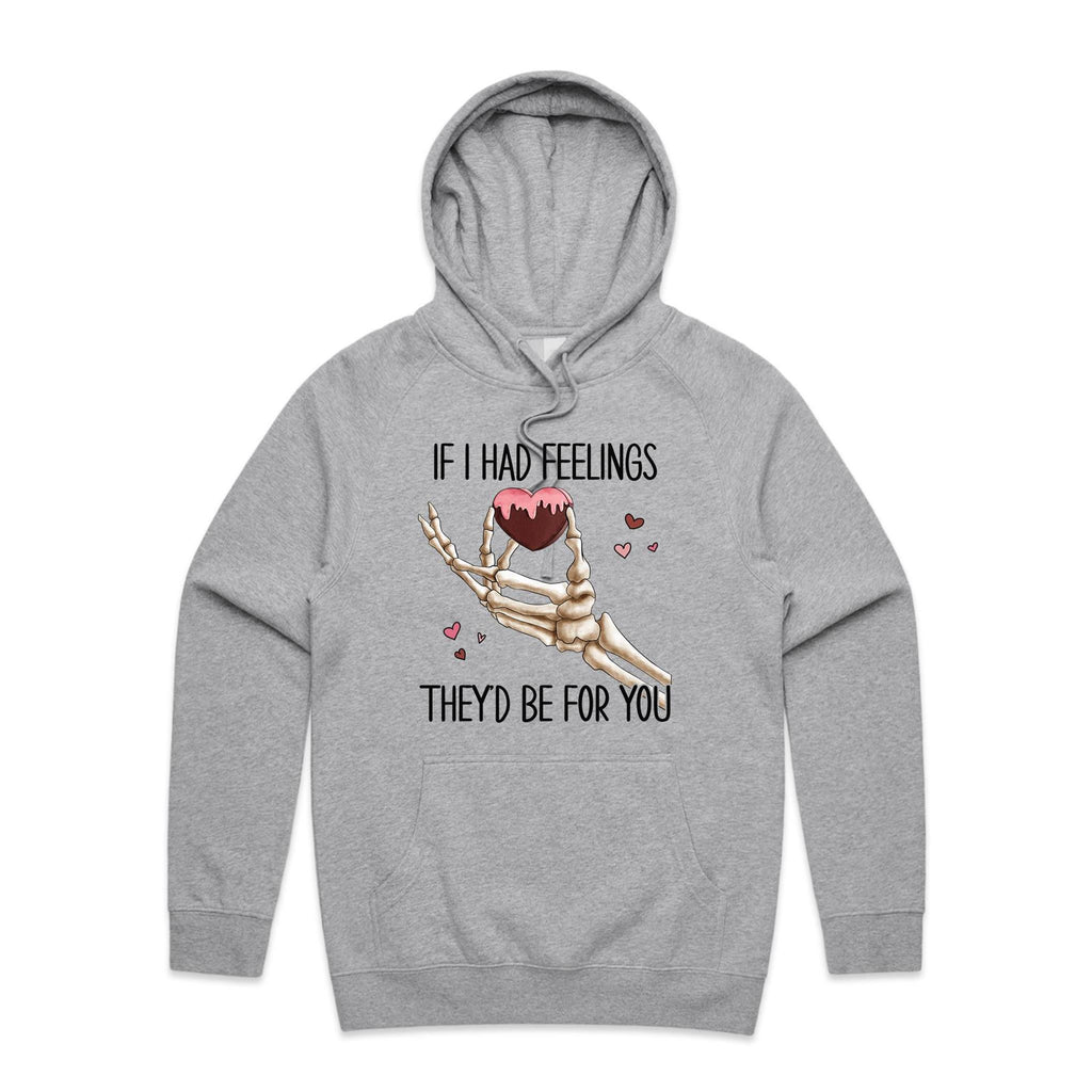 If I Had Feelings They'd Be For You - Mens Hoodie Grey Marle Mens Hoodie Love Printed In Australia