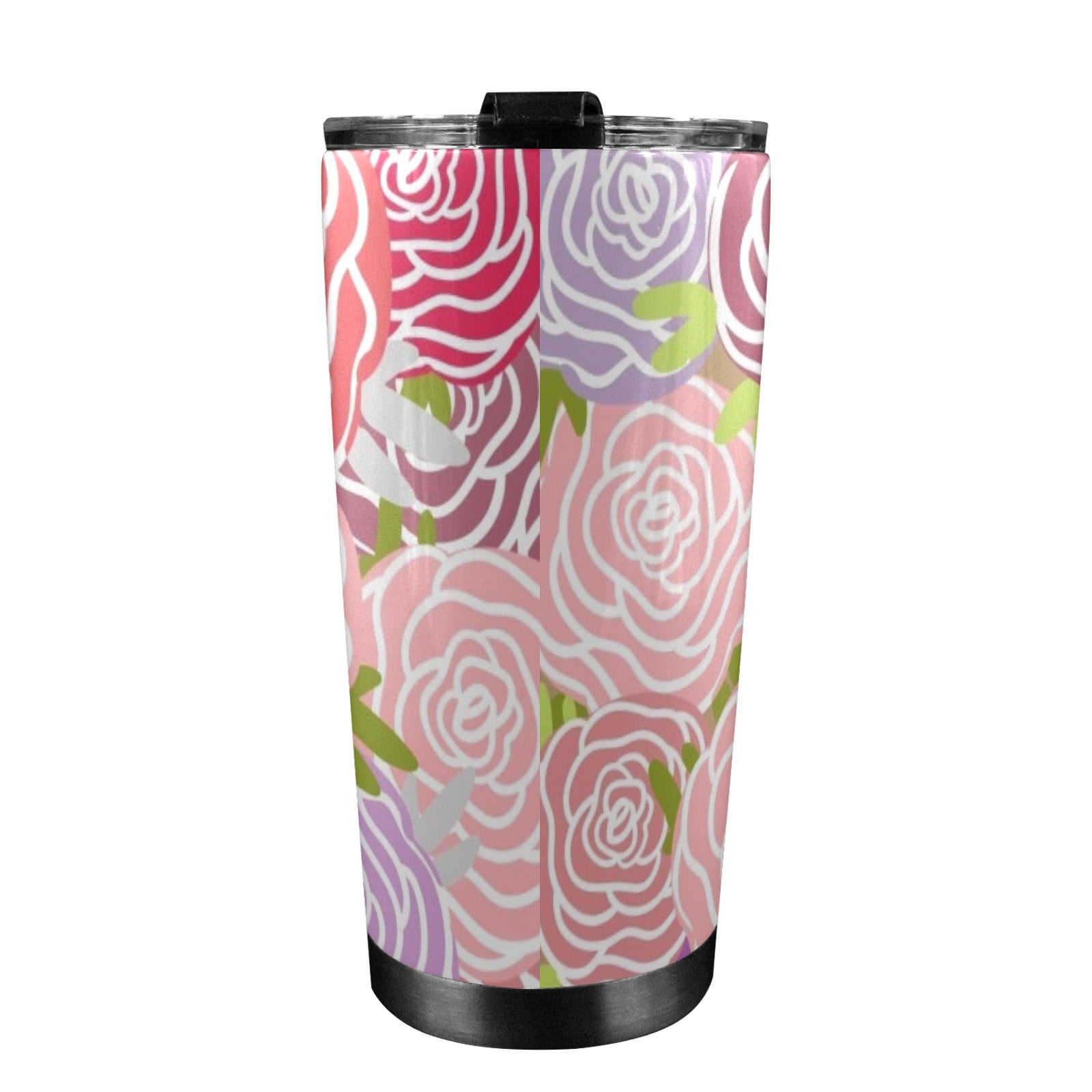 Abstract Roses - 20oz Mobile Tumbler with Lid (Black Lock) 20oz Travel Mug Plants Printed Offshore