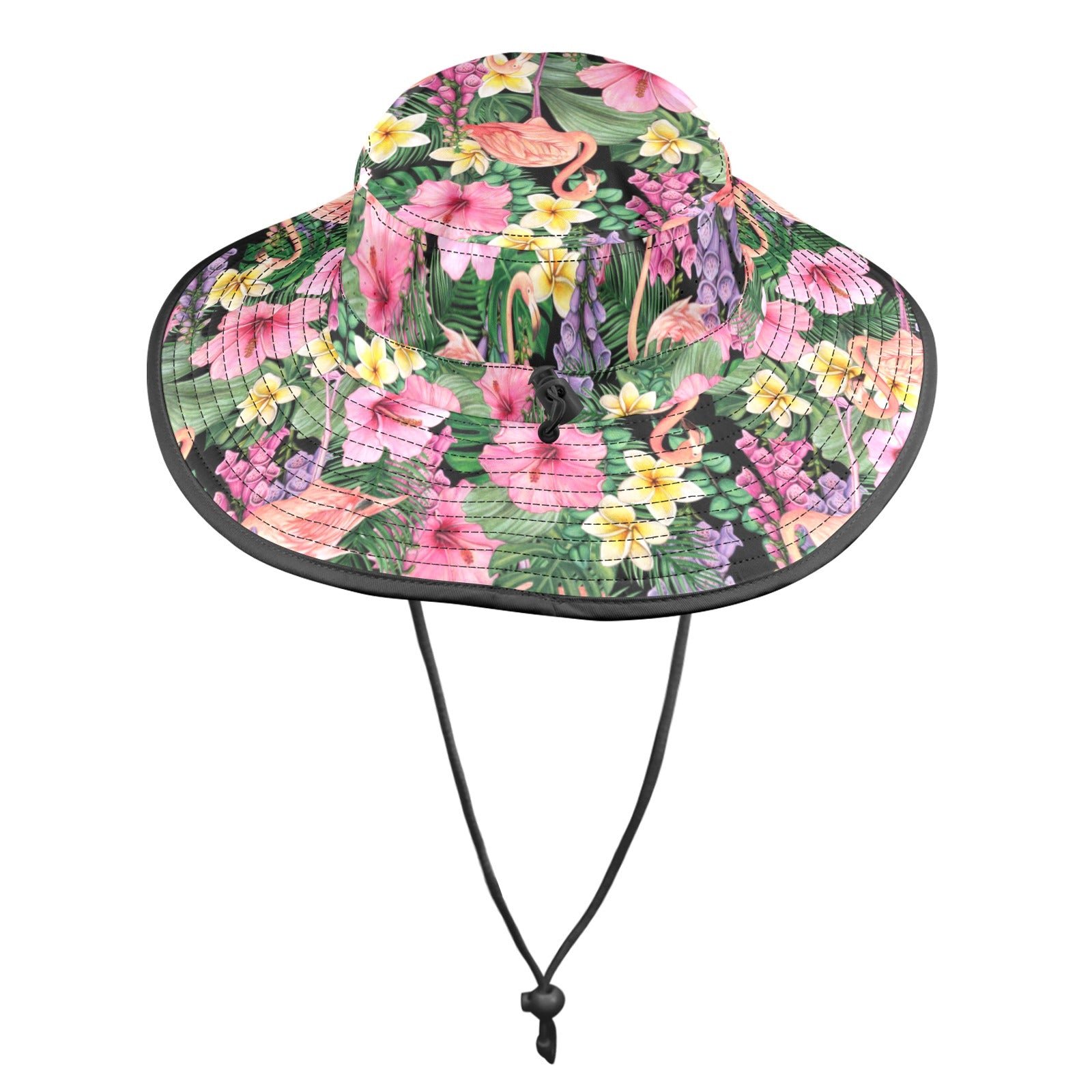 Flamingo Jungle - Wide Brim Bucket Hat Wide Brim Bucket Hat animal Plants Printed Offshore
