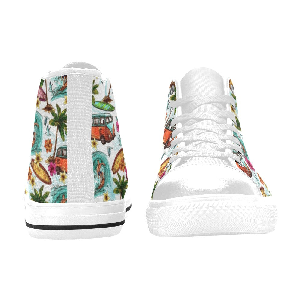 Surfing Safari Men's High Top Canvas Shoes Men's Classic High Top Canvas Shoes Printed Offshore Surf