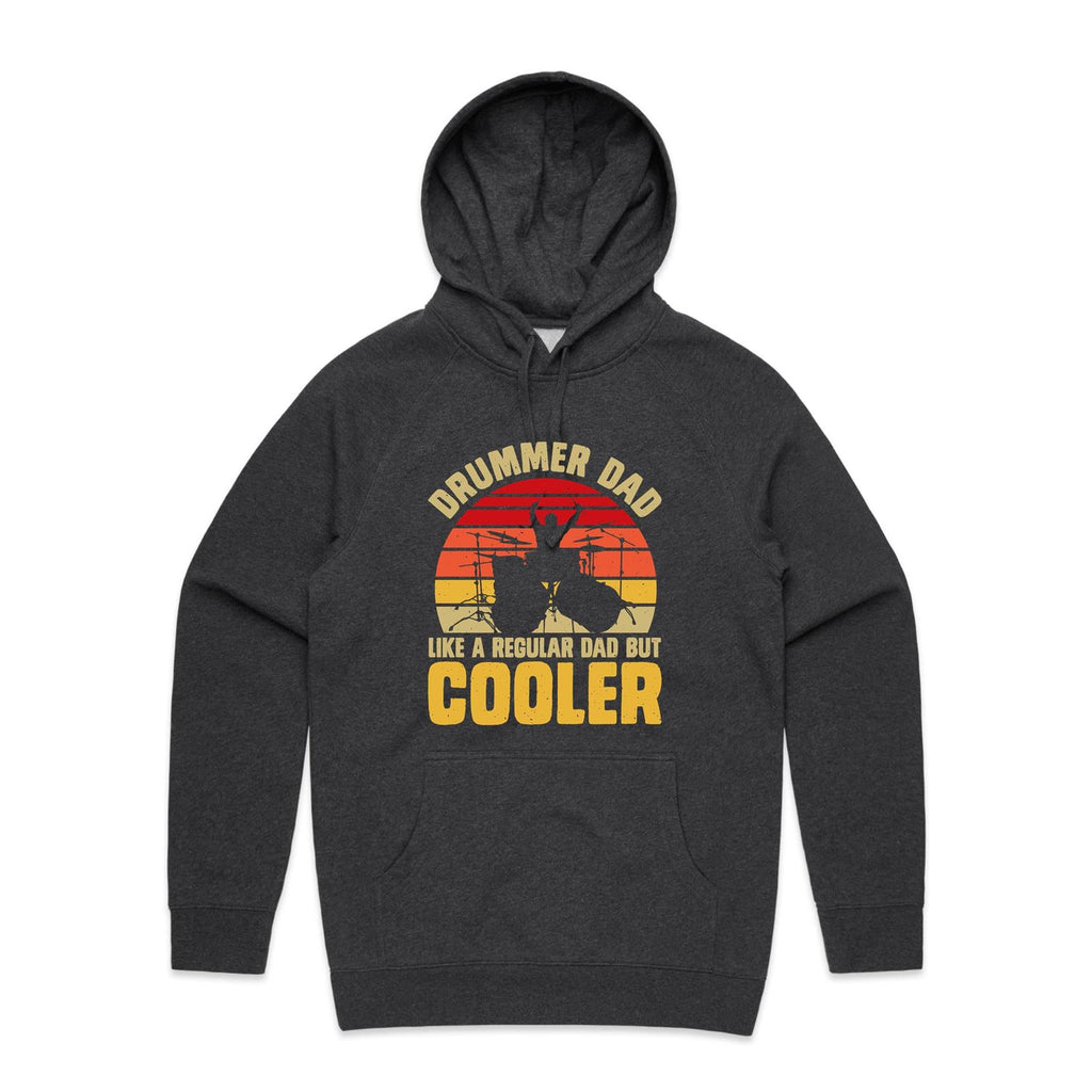 Drummer Dad, Like A Regular Dad But Cooler Men's AS Colour Hoodie Asphalt Marle Mens Hoodie Dad Music Printed In Australia