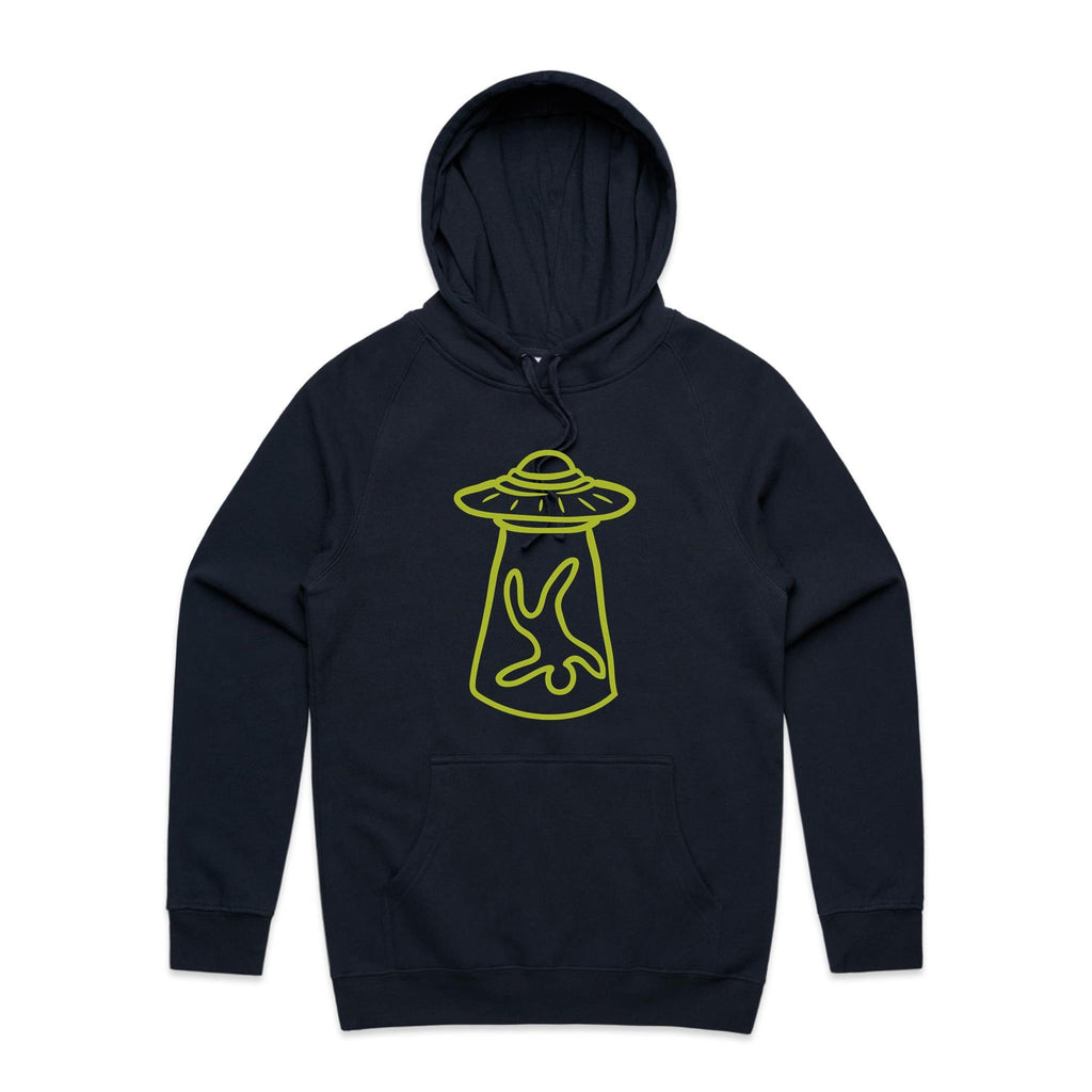 Alien Abduction, UFO - Mens Hoodie Navy Mens Hoodie Printed In Australia Sci Fi