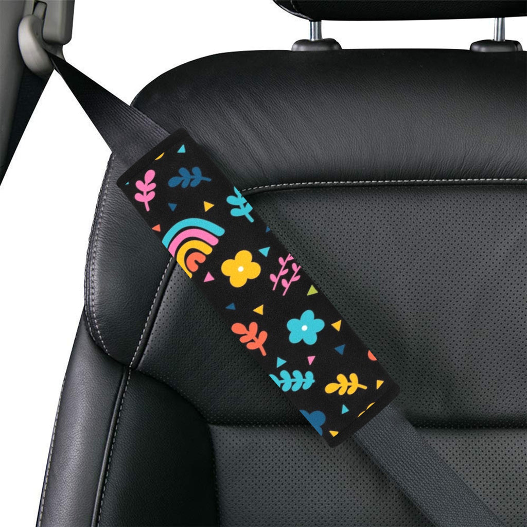 Rainbows And Flowers Car Seat Belt Cover 7''x10'' (Pack of 2) Car Seat Belt Cover 7x10 (Pack of 2) Plants Printed Offshore
