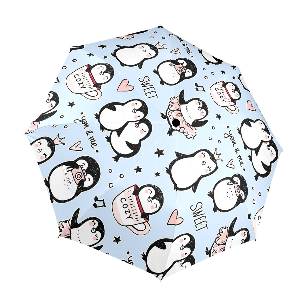 Penguin Love - Semi-Automatic Foldable Umbrella (Model U12) One Size Semi-Automatic Foldable Umbrella (U12)