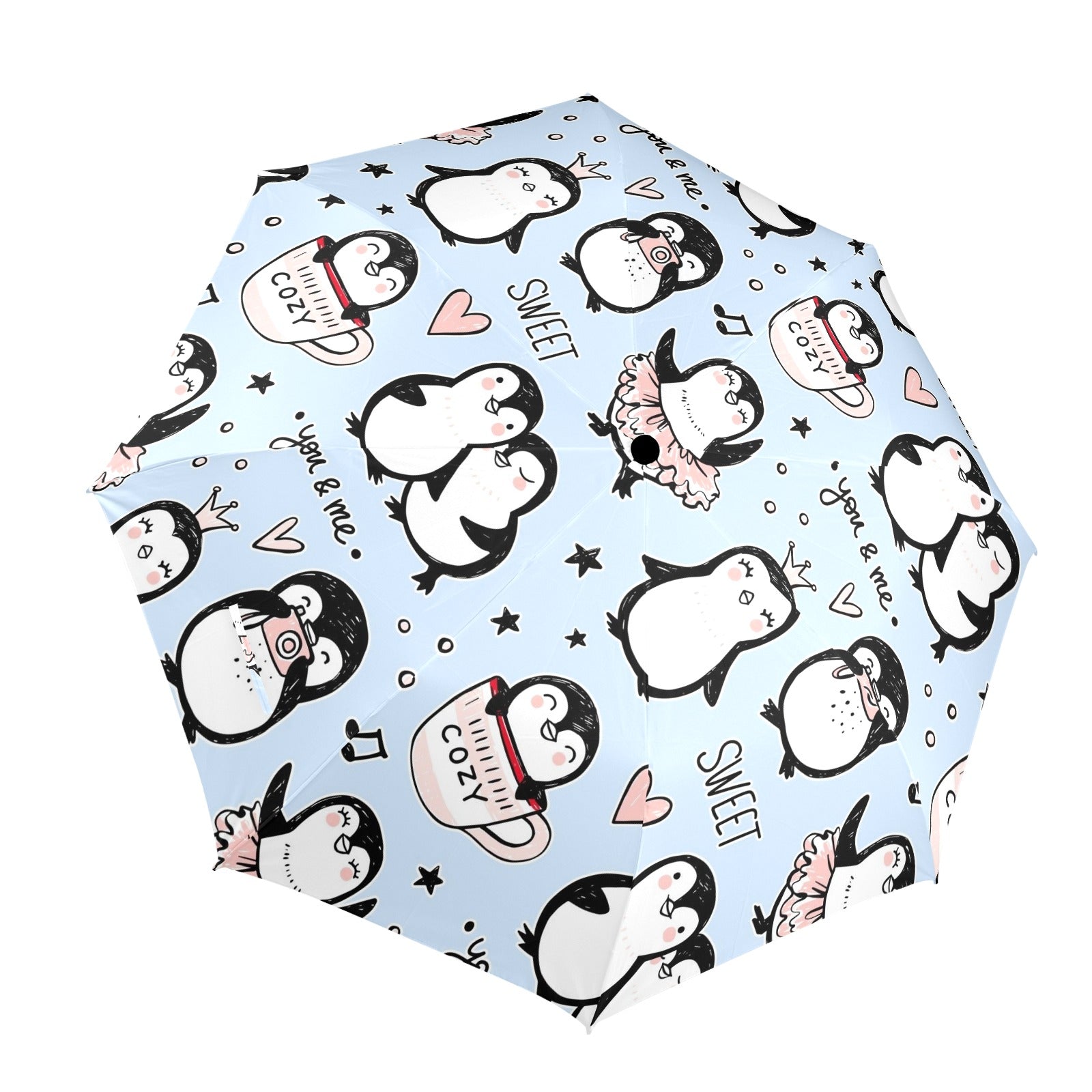 Penguin Love - Semi-Automatic Foldable Umbrella (Model U12) One Size Semi-Automatic Foldable Umbrella (U12)
