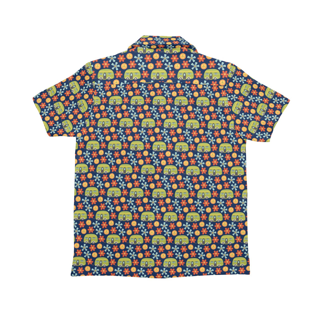 Hippy Caravan Senior Kids Hawaiian Shirt Senior Kids Hawaiian Shirt 8-15 Printed Offshore Retro