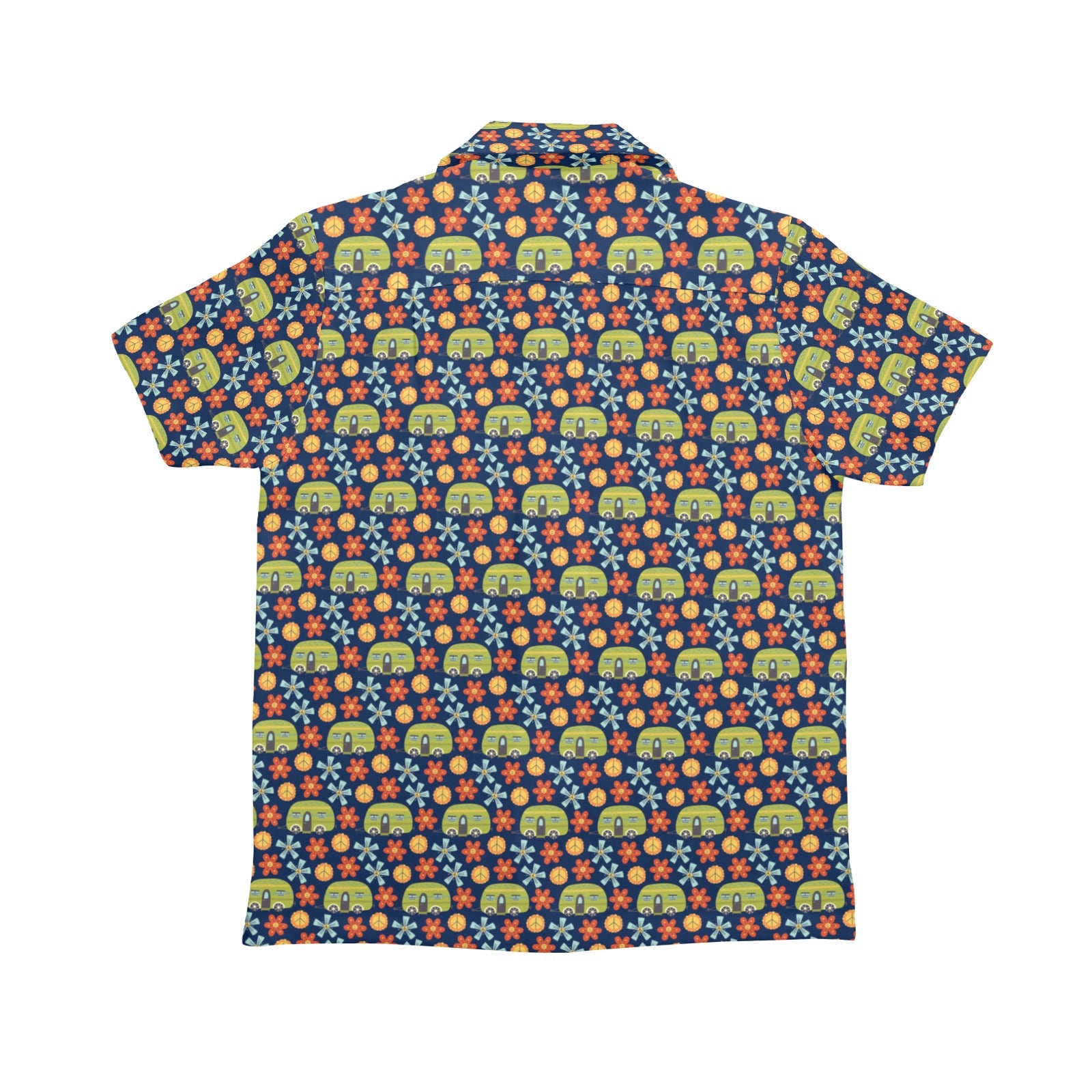 Hippy Caravan Senior Kids Hawaiian Shirt Senior Kids Hawaiian Shirt 8-15 Printed Offshore Retro