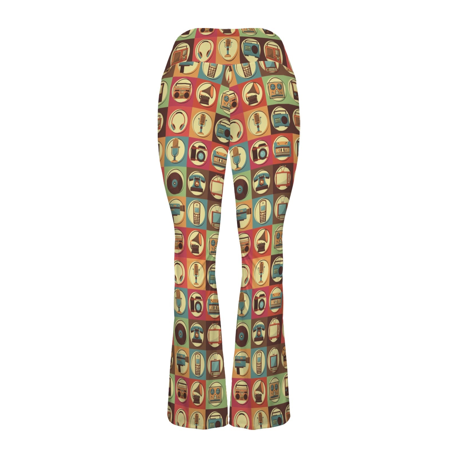 Retro Life High Waist Crossover Tummy Control Flare Leggings High Waist Flare Leggings Printed Offshore Retro