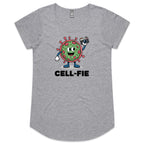Cell-fie Cell Selfie Women's AS Colour Scoop Neck T-Shirt Grey Marle Womens Scoop Neck T-shirt Printed In Australia Science