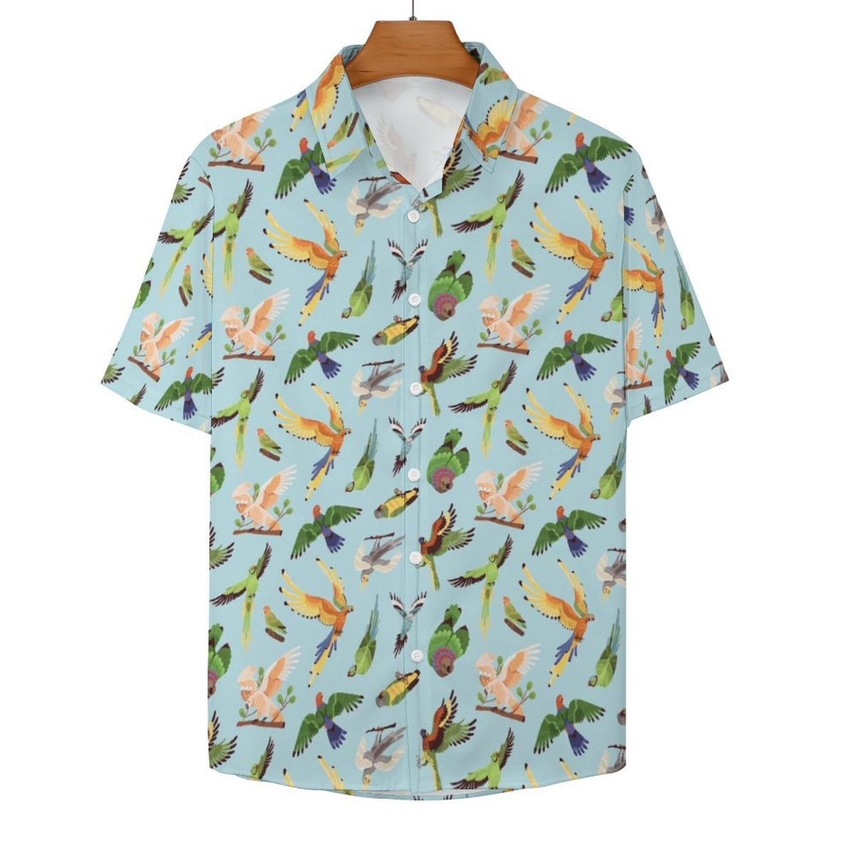 Parrots Women's Collared Pocketless Short Sleeve Shirt