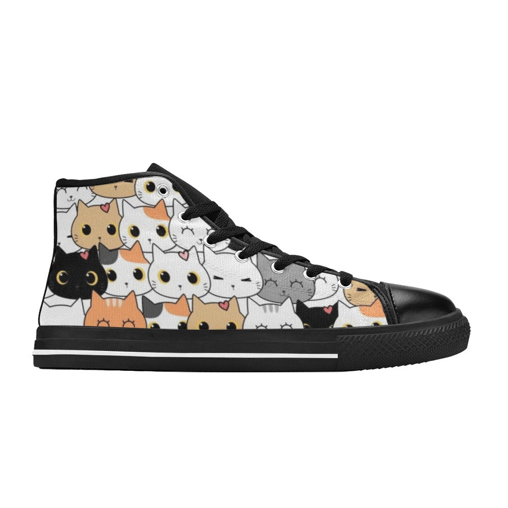 Cute Cartoon Cats - Kids High Top Canvas Shoes