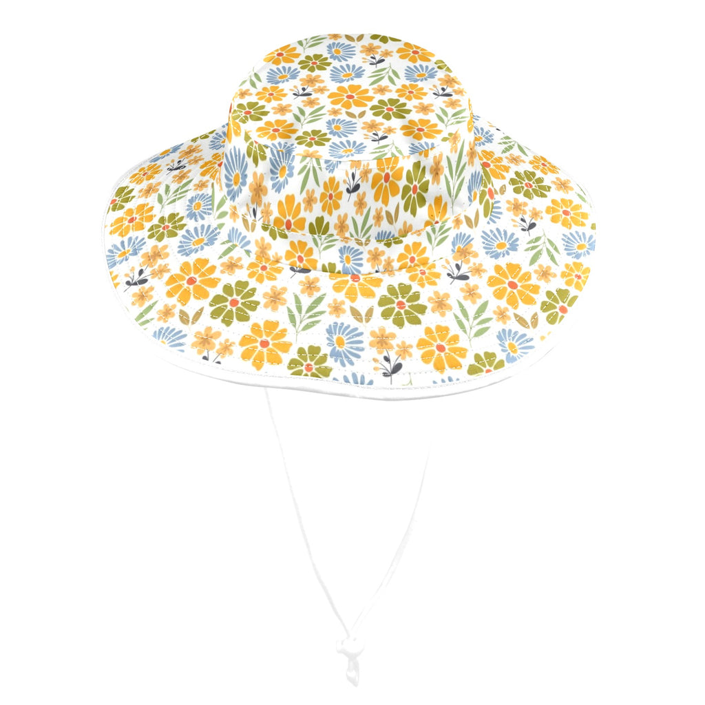 Retro Boho Flower Wide Brim Bucket Hat Wide Brim Bucket Hat Plants Printed Offshore