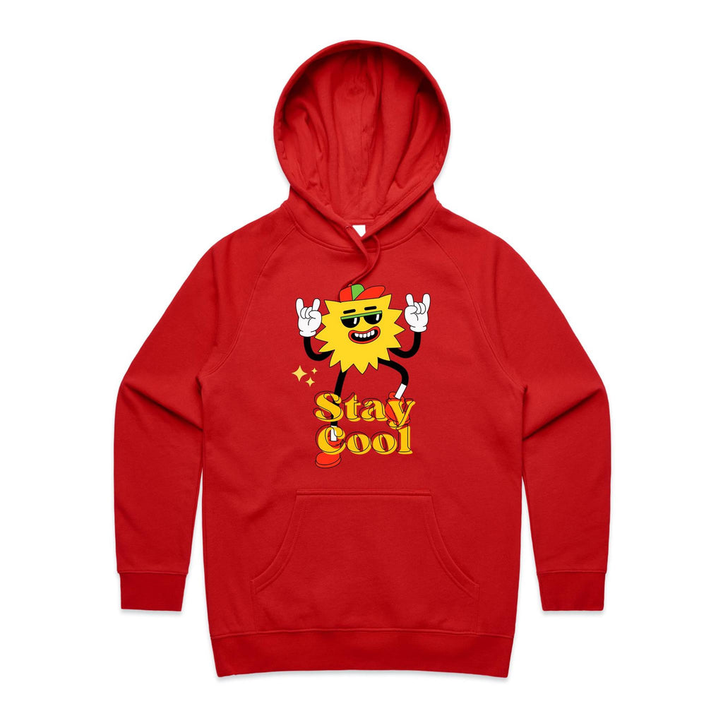 Stay Cool - Womens Hoodie Red Womens 2XL Womens Hoodie Printed In Australia