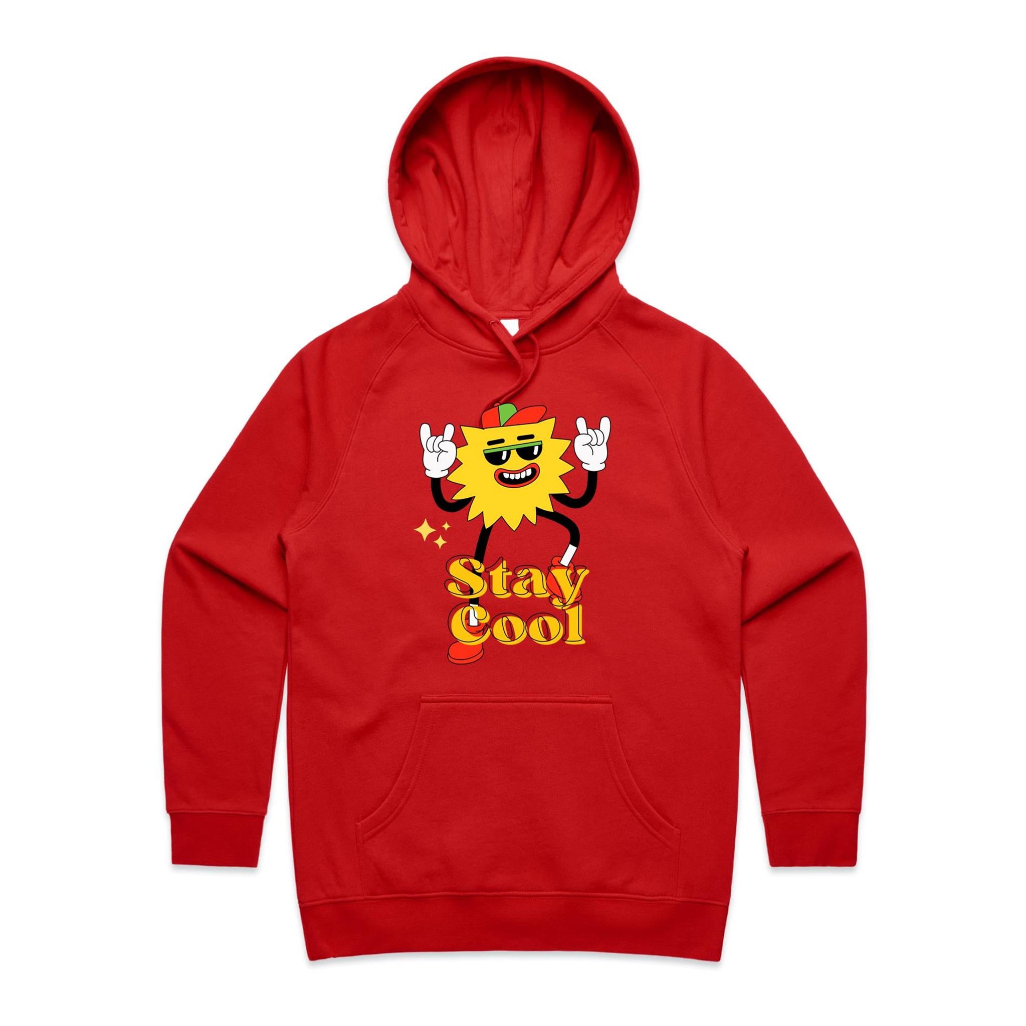 Stay Cool - Womens Hoodie Red Womens 2XL Womens Hoodie Printed In Australia