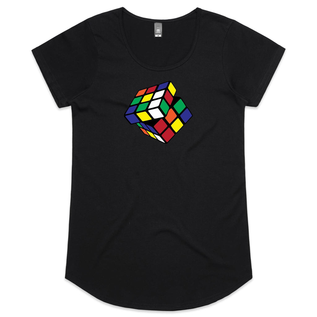 Game Cube - Womens Scoop Neck T-Shirt Black Womens Scoop Neck T-shirt Games Printed In Australia