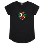 Game Cube - Womens Scoop Neck T-Shirt Black Womens Scoop Neck T-shirt Games Printed In Australia