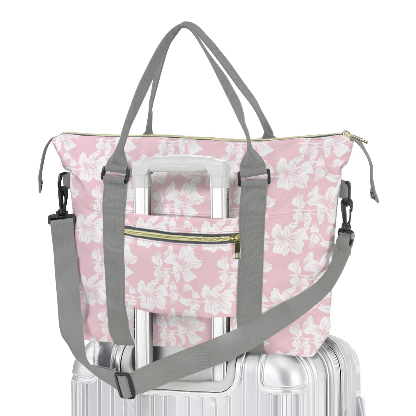 Pink Hawaiian Floral Duffle Bag-Simple (Model 1715) One Size Duffle Bag-Simple (1715)