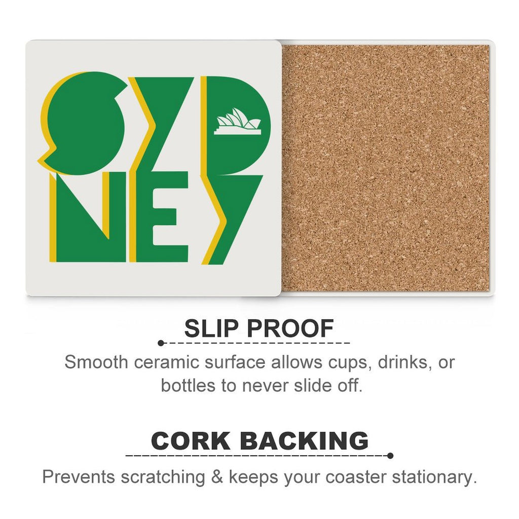 Sydney - Ceramic Coasters (Square) Ceramic Coasters Printed Offshore