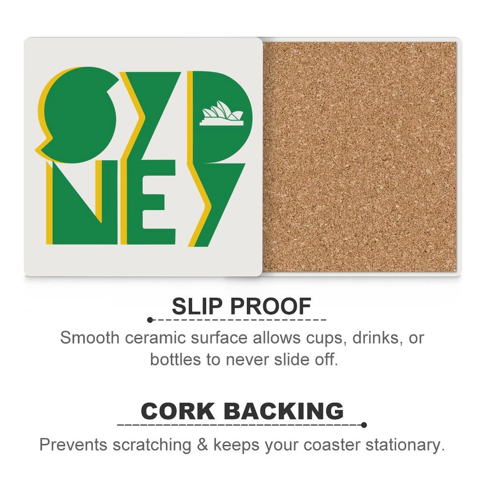 Sydney - Ceramic Coasters (Square) Ceramic Coasters Printed Offshore