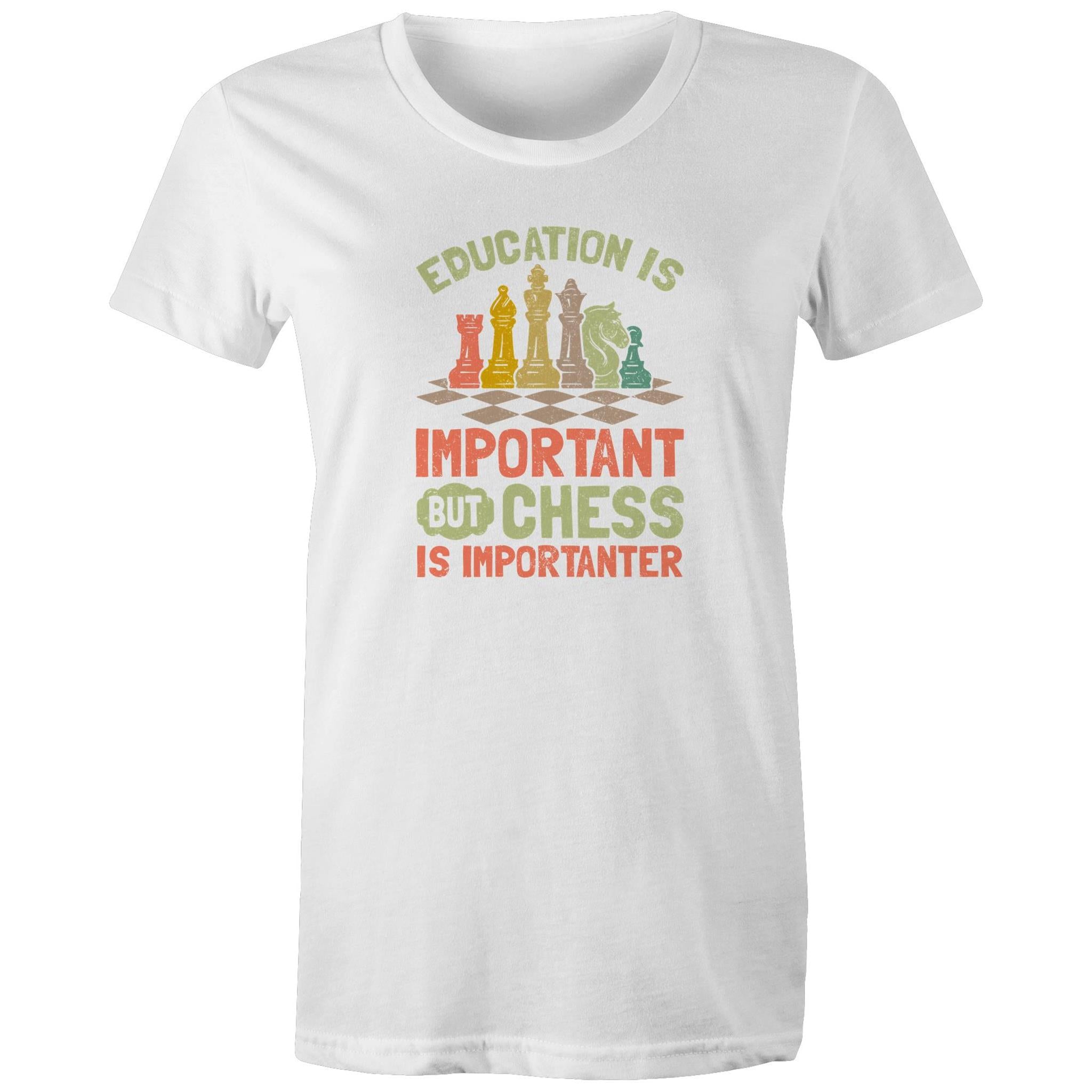 Chess And Education - Womens T-shirt White Womens T-shirt Chess Games Printed In Australia