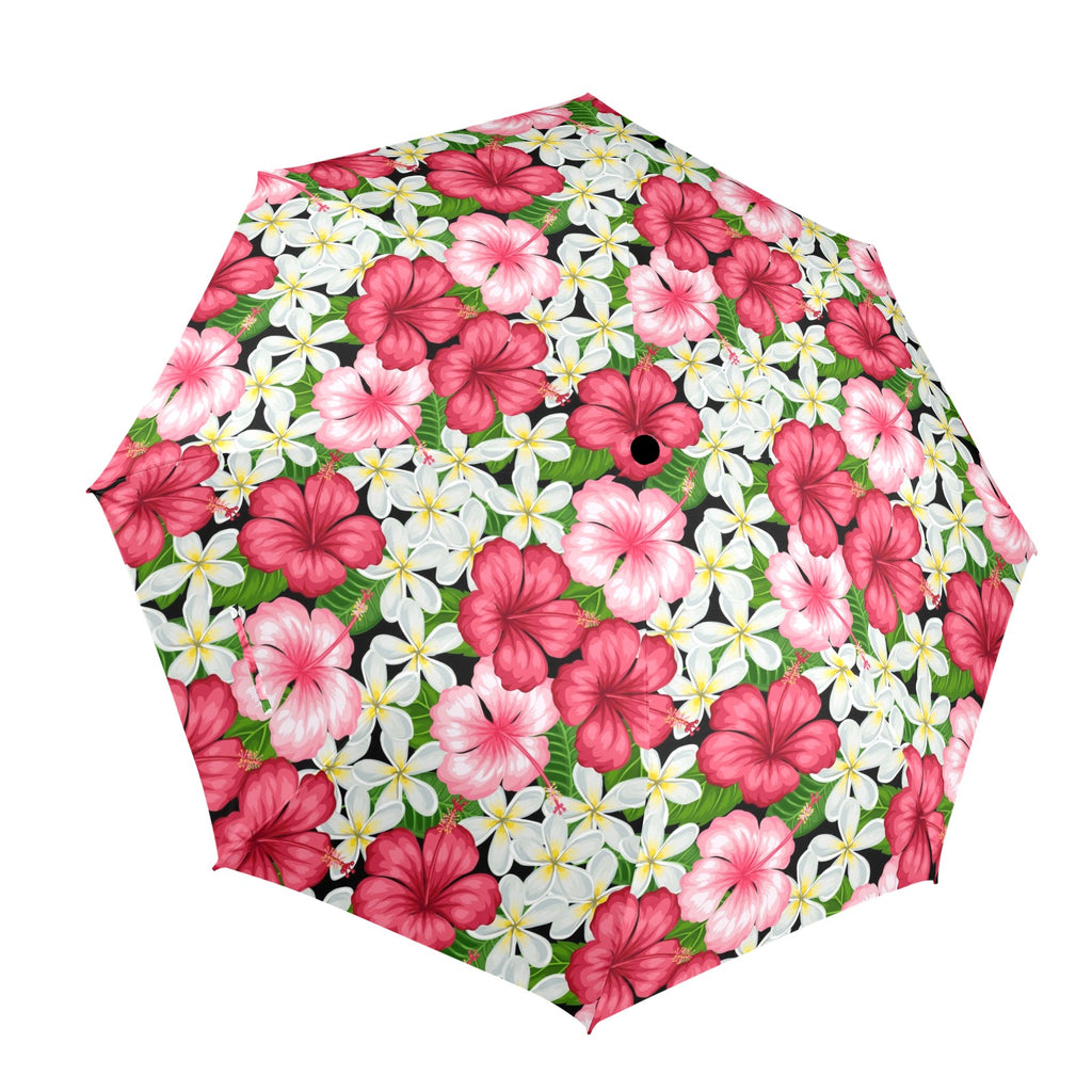Hibiscus - Semi-Automatic Foldable Umbrella (Model U12) One Size Semi-Automatic Foldable Umbrella (U12)