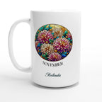 Personalise - Stained Glass Birth Month Flowers - White 15oz Ceramic Mug Default Title Personalised 15oz Mug Birthday customise Globally Fulfilled Name personalise Plants