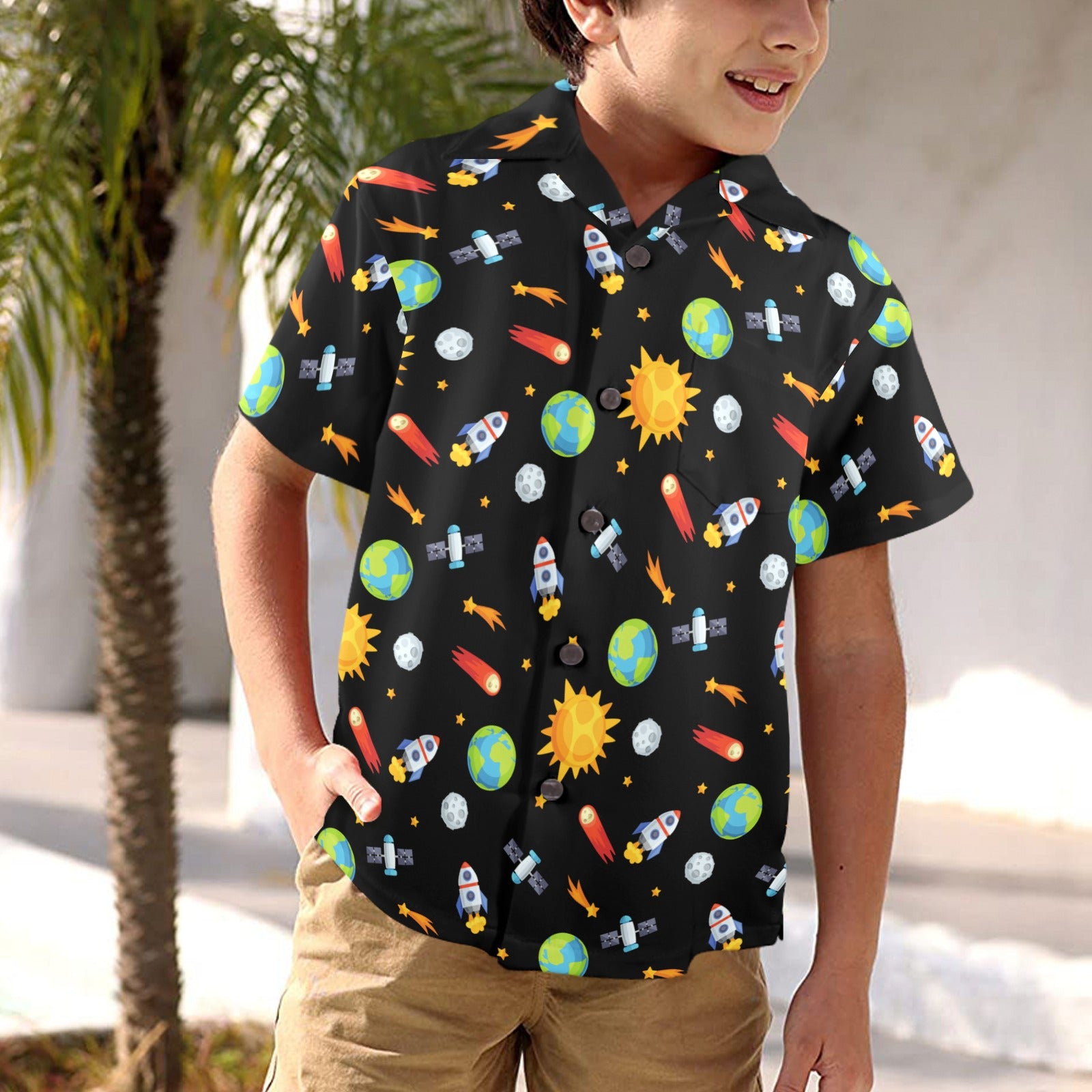 Busy Space - Junior Kids Hawaiian Shirt