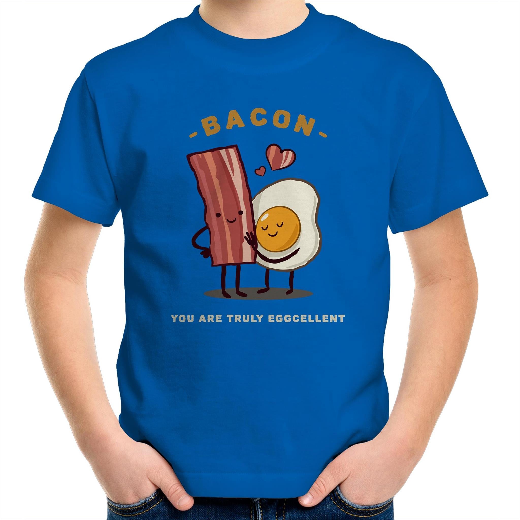 Bacon, You Are Truly Egg-cellent - Kids Youth T-Shirt Bright Royal Kids Youth T-shirt Food Funny Printed In Australia