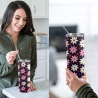 Pink Daisy - 20oz Tall Skinny Tumbler with Lid and Straw