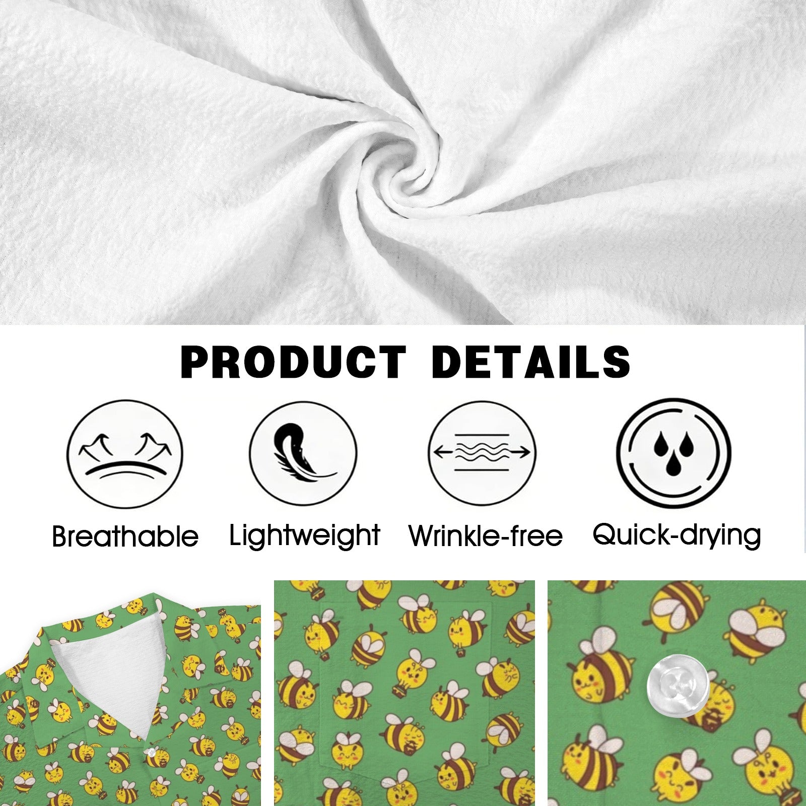 Busy Bees Men's Crinkle Hawaiian Shirt