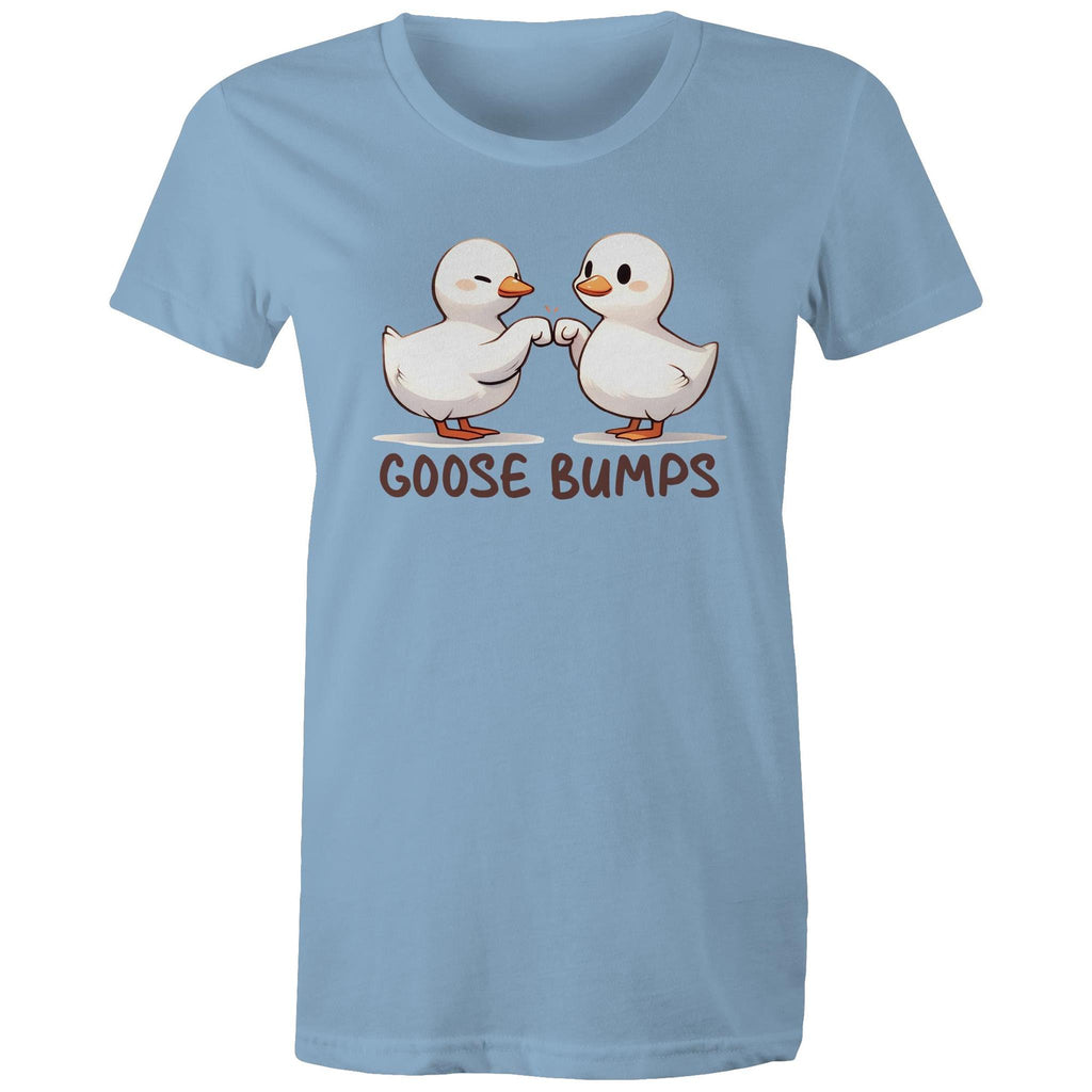 Goose Bumps - Womens T-shirt Carolina Blue Womens T-shirt animal Printed In Australia