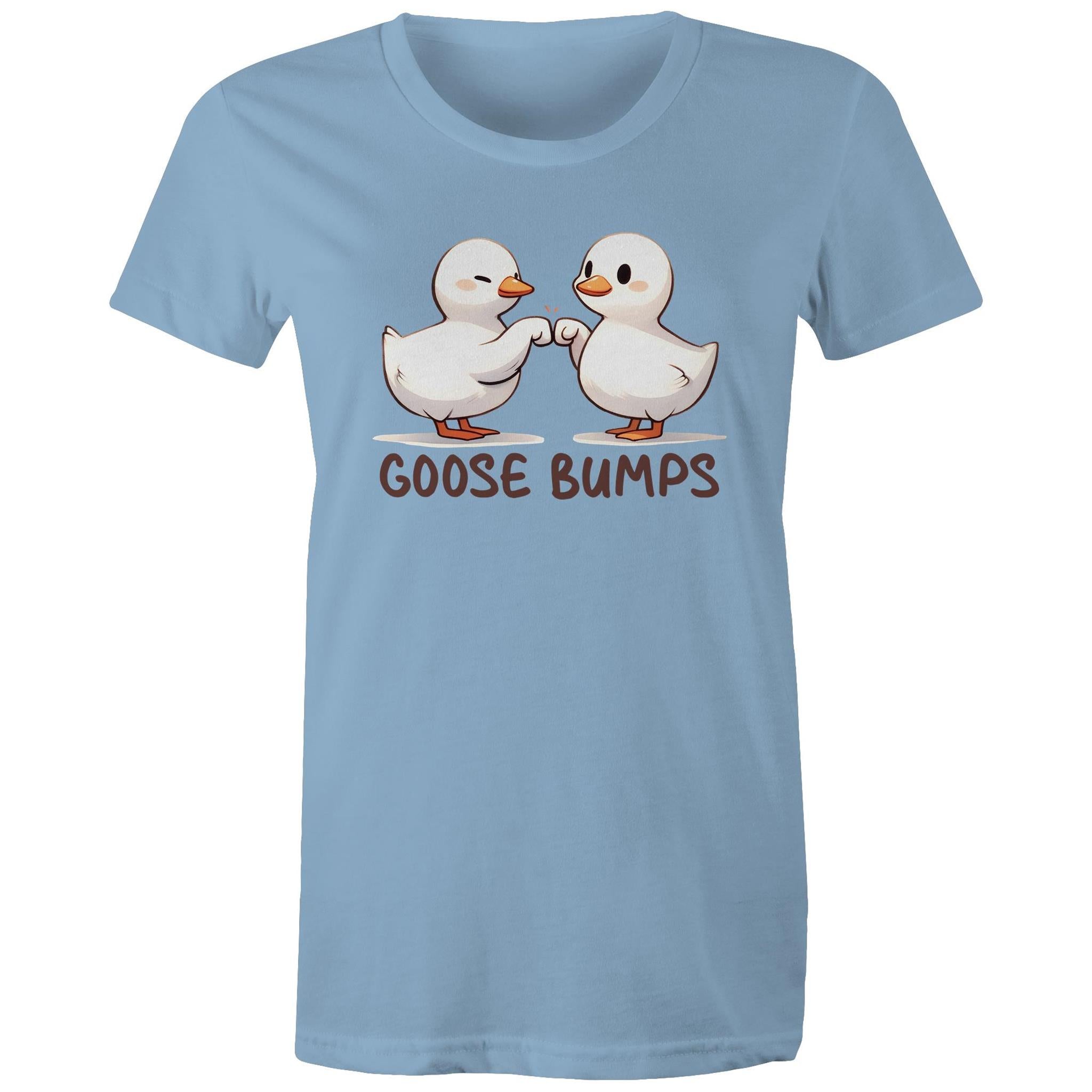 Goose Bumps - Womens T-shirt Carolina Blue Womens T-shirt animal Printed In Australia