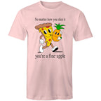 Pineapple Pizza - Mens T-Shirt Pink Mens T-shirt Food Printed In Australia