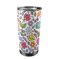 Hippie Butterfly And Flowers 20oz Mobile Tumbler with Lid (Black Lock) One Size 20oz Travel Mug Printed Offshore Retro