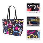 Floral In The Abstract PU Leather Tote Bag Large Leather Tote Bag-Large Printed Offshore