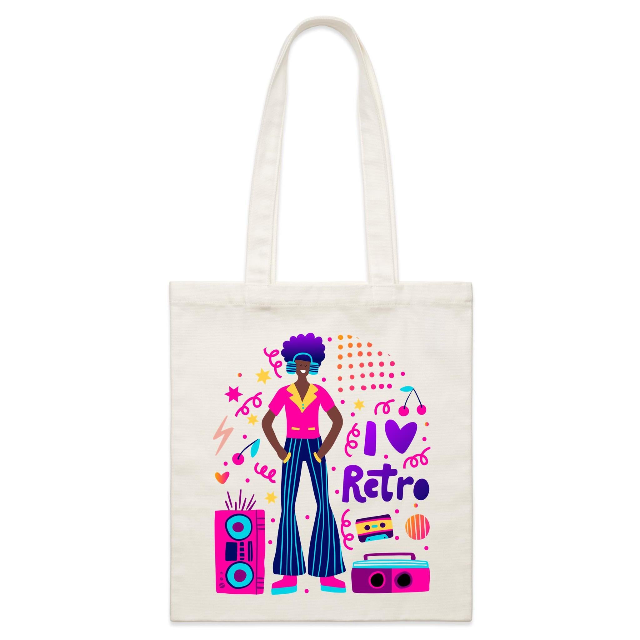 I Heart Retro - Parcel Canvas Tote Bag Default Title Small Tote Bag Printed In Australia Retro