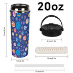 Planets On Blue 20oz Tea Tumbler with Carry Handle