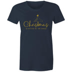 Christmas Is Better At The Beach - Womens T-shirt Navy Womens Christmas T-shirt Christmas Printed In Australia