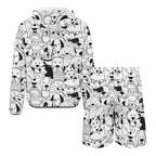 Black And White Dogs Men's Lightweight Sun Hoodie & Shorts Set Men's Lightweight Sun Hoodie & Shorts animal Printed Offshore