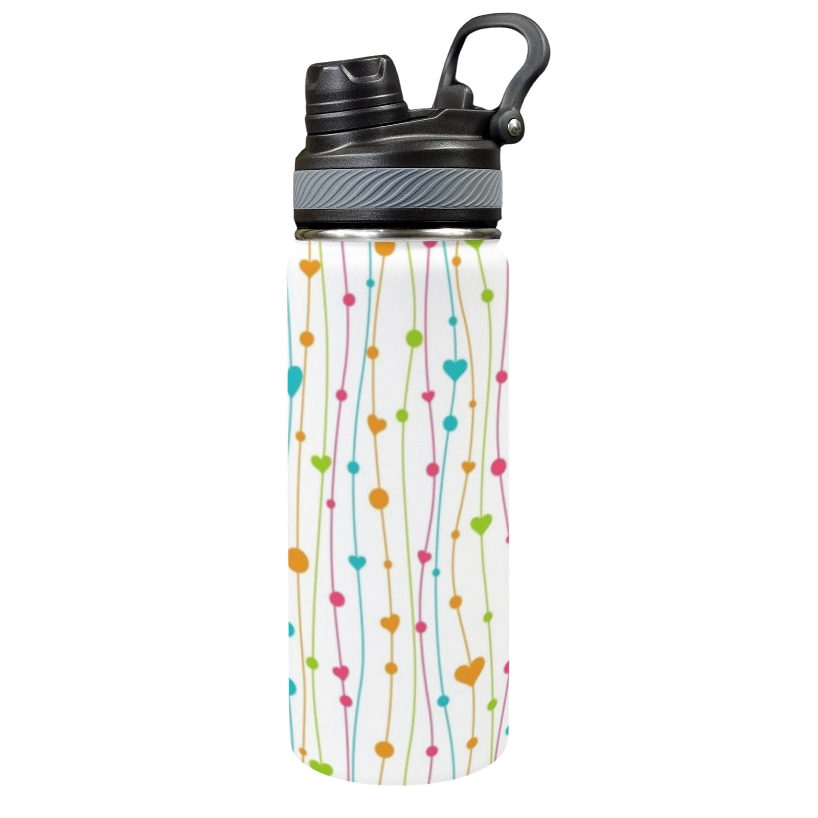 Heart Lines - Insulated Water Bottle with Dual-Use Lid (18oz) One Size Insulated Water Bottle with Dual-Use Lid (18oz) Love Printed Offshore