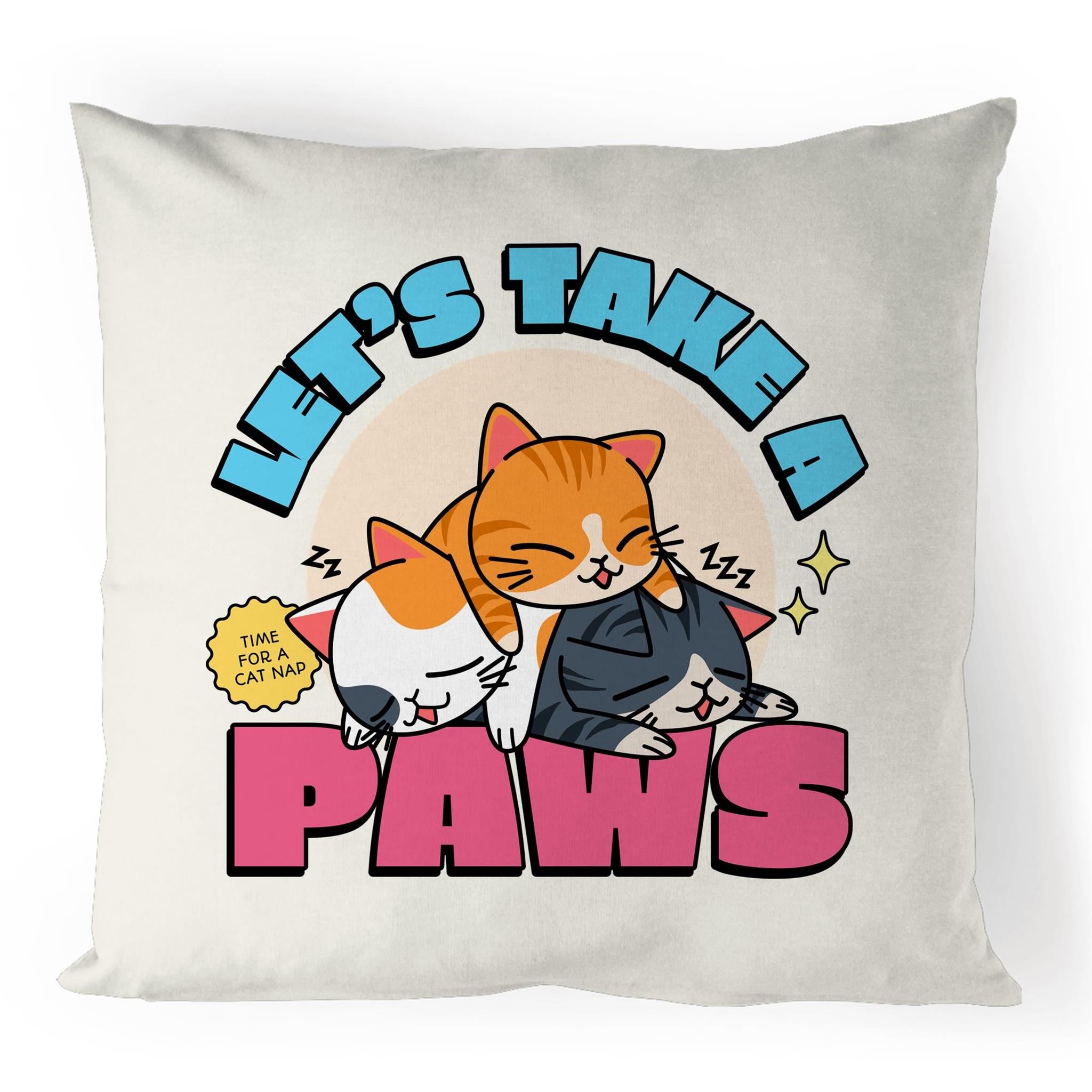 Let's Take A Paws, Cat Nap - 100% Linen Cushion Cover Default Title animal Printed In Australia