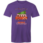 Christmas Tree On Hippy Van - Mens T-Shirt Purple Mens Christmas T-shirt Christmas Printed In Australia