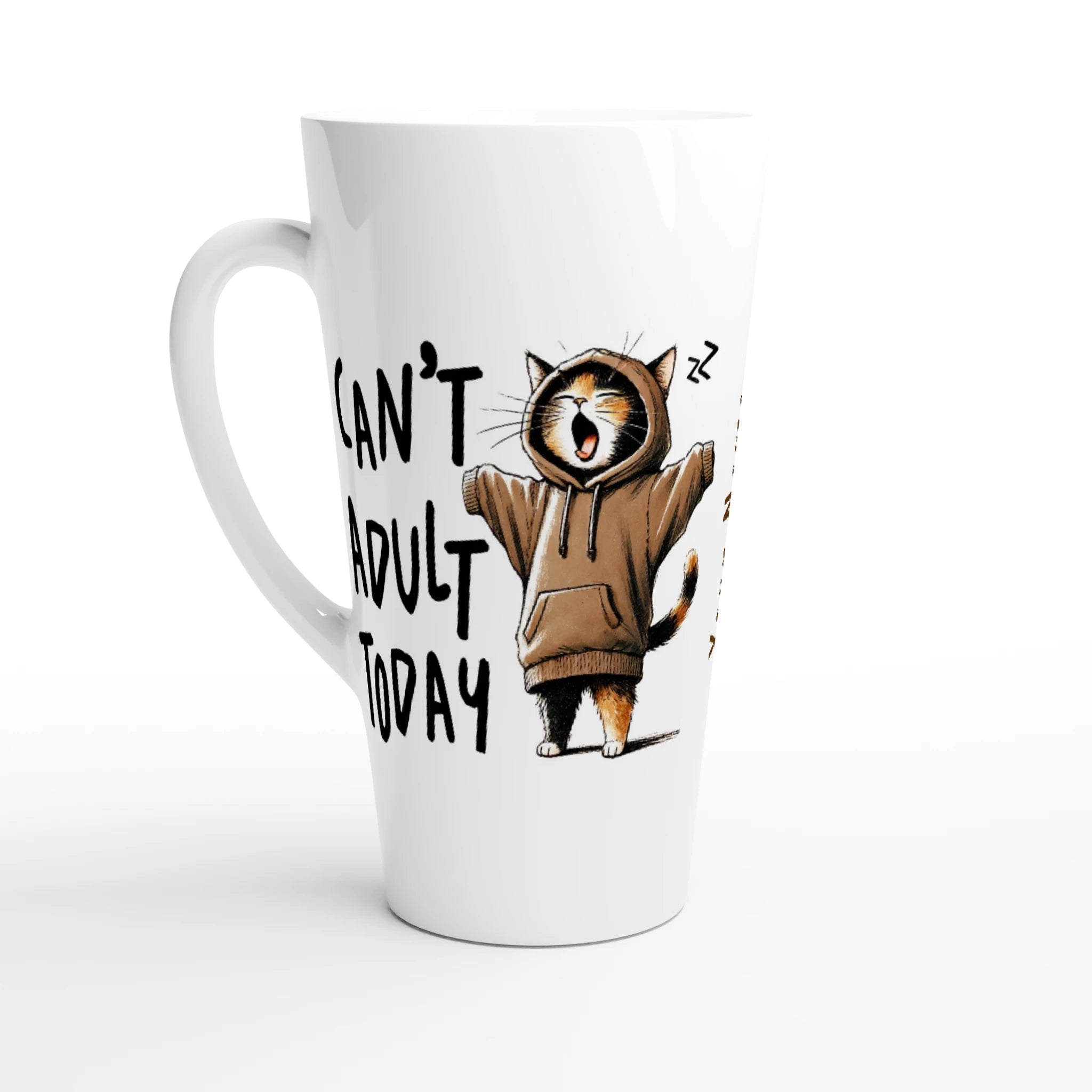 White Latte 17oz Ceramic MugPersonalise - Can't Adult Today - Default Title Personalised Latte Mug animal Globally Fulfilled