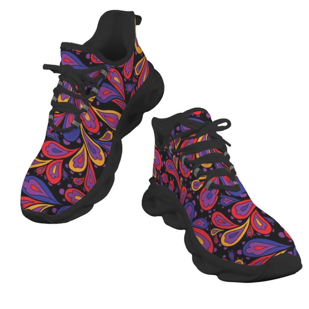 Paisley On Black Women's Twisted Sole Sneakers
