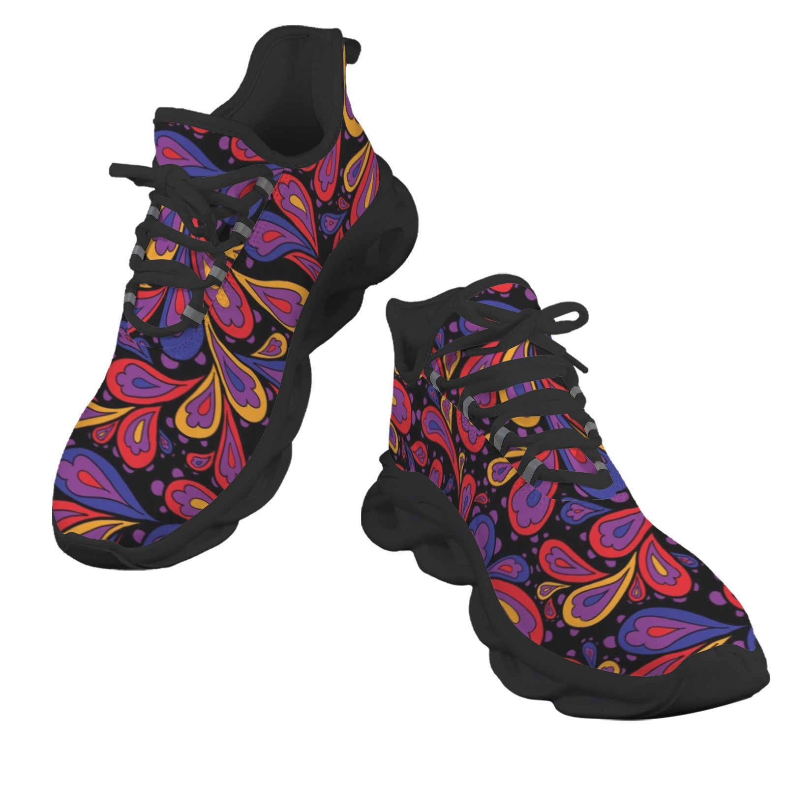 Paisley On Black Women's Twisted Sole Sneakers