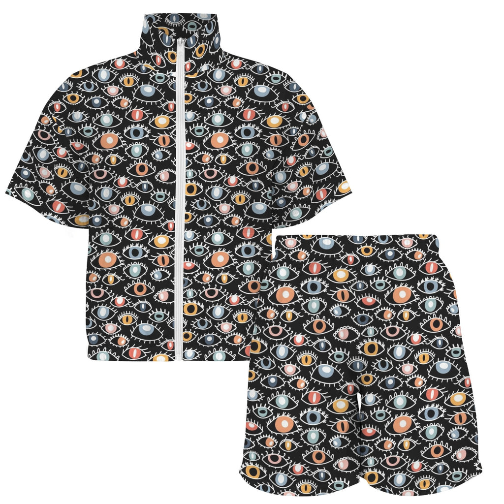 Eyes On Black Women's Windbreaker Short Set Women's Windbreaker Short Set Printed Offshore
